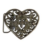 Faux Turquoise Rhinestone Heart Belt Buckle Silver Tone Western Cowgirl