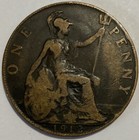 1912 - Great Britain One Penny - King George V - Large Size  one Coin 
