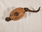 Vintage Marine Nautical Maritime Pulley Wood Block With Anchor Emblem Rigging