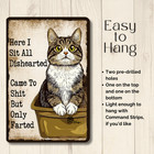Cat Sign Litter Box Here I Sit Funny Kitty Metal Tin Bathroom Wall Art Bath