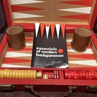 Vtg Crisloid Backgammon Set All Bakelite 1 1 4    Checkers With Leather Dice Cups