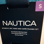 Nautica Women s 2pc Knit Pajama Set S Blue Striped Tank Drawstring Capri Pockets