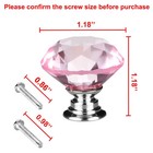30mm Dia Crystal Glass Diamond Shape Drawer Knobs Cabinet Pull Handle Pink 10pcs