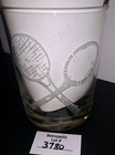 Vintage Clear Etched Tennis Drink Tumbler 4    Cocktail Glass Rocks Barware