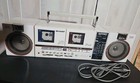 Vintage 80s Sharp Qt 89 Double Cassette Deck Boombox Radio Portable Stereo White