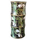 Cloisonne Enamel Brush Pot Vase Panda Asian Decor Chinoiserie 5 Inch