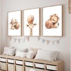 Baby Animal Nursery Wall Art Cute Safari Animals And Basketball Picture Vinta   