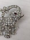 Elephant Brooch Pin Rhinestone Silver-tone Used
