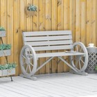 Outsunny 41  Wooden Wagon Wheel Bench Rustic Outdoor Patio Weather Resistance