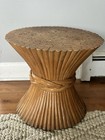 Mcguire Sheaf Of Wheat Style Rattan Bamboo End Table Base   Vintage Mcm 1970