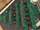 Vintage Woven Christmas Tree Wall Hanging Boho Macrame Stinsel Pompoms 1960s 70s