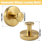 2 Pack Metal Bath Shower Suction Cup Hooks Removable Rustproof Gold Towel Hook