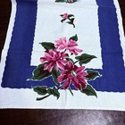 Stunning Vintage Startex Floral W Blue Border Kitchen Dish Towel Linen   Cotton