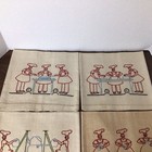 Lot Of 6 Vintage Hand Embroidered Chef Kitchen Dish Towel Set
