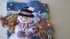 Christmas Stocking Felt  Hand Stitched  Bucilla Playing In Snow  Bears Finished