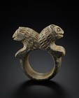 Ancient Persian Stone Achaemenid Ring Relic  Zoomorphic Carving Feline Theme