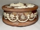 Vintage Incolay Stone Oval Trinket   Jewelry Box Hinged Lid Unicorn Floral Cameo