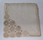 Gorgeous Ivory Tatted Lace Edge Linen Wedding Hankie Free Ship