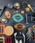 Large Vintage Bakelite Celluloid Button   Buckle Lot More Colorful 