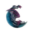 Glow-in-the-dark Dragon On Moon Wall Hanging     Gothic Fantasy Resin Sculpture
