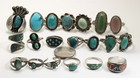 Lot Of 20 Vintage Navajo Zuni Sterling Silver Old Pawn Turquoise Rings 85g 
