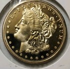 Pristine 1 4 Oz   999 Fine 24kt Gold Plated Fine Copper Morgan Coin  Very Nice 