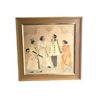 Antique African American Needlework Textile Cloth Picture