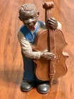 Vintage Black Americana Bass Player Figurine 5    Resin Folk Art Jazz Musician