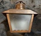 Vintage Solid Copper Porch Wall Lantern Light Fixture Textured Glass Craftsman