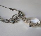 Sterling Silver Rock Crystal Quartz Opals Snake Necklace Vintage