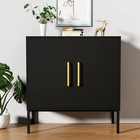 Modern Sideboard Cabinet Black Buffet Storage Cabinet W  Metal Legs Home Office