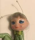 Vintage Enesco Pixie Girl Elf 2 Inches Tall Green Outfit Nylon Hair Antennas