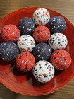 12 Patriotic Rag Balls Farmhouse Tiered Tray Decor Bowl Basket Fillers  New