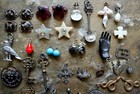 Antique Vintage Lot Of Mixed Jewelry Destash Beads Pendants Gems Estate Art Fobs
