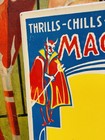 Vintage C  1930 Thrills Chills Baffling Magic Poster Sign Devil Satan Carnival