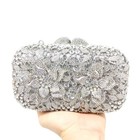 Dazzling Silver Flower Women Crystal Clutch   Evening Bags  Wedding  And Party 