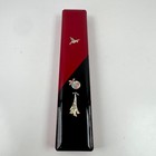 Vintage Lacquer Chopsticks Mother Of Pearl Inlay Set W  Case  2 Pairs 9  And 8 