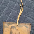 Vintage Yellowstone Park Old Faithful Leather Pennant  Banner 15 5  X 5 5 