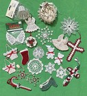Lot23 Crochet White Starched  Angel snowflake bell shoe-lace Doily Xmas Ornament