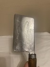Vintage Butcher Cleaver Knife Old Wood Handle Steel Blade Unbranded Antique