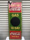 Rare 1934 Ice Cold Coca Cola Gas Today Vertical Metal Sign 55x19 Gas Oil Soda