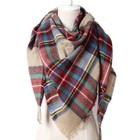 Womens Triangle Shawl Wrap Scarf Faux Cashmere Soft Plaid Tartan Large Winter