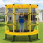 55 Inch  Trampoline With Safety Enclosure  Padded Frame   Star Pattern