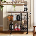 Kitchen Cart With Power Outlet  3 Baskets  Rolling Microwave   Coffee Bar Stand