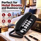 Large Button Corded Desk Phone Black Landline Telephone Wall Mount Home Office