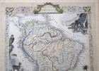 Antique John Tallis   Co  South America Map - Original  Hand Colored 1800 s