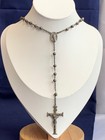 Vtg Sterling Silver Rosary 17 9g Fine Jewelry 21 5  Chain Christian Crucifix