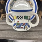 Vintage 2002 Tiffany   Co Race Cars Child s Dining Set Bowl   Cup Made In Japan