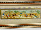 Antique Miniature Knights Scene Persian Pianting On Bone In A Khatam Wood Frame