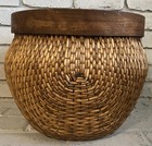 Large Chinese 14  X 13  Hand Woven Willow Basket